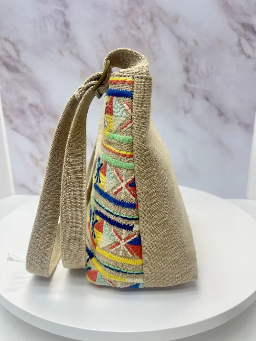 SONOMA Embroidered Boho Crossbody Bag Colorful Canvas Purse - Picture 4 of 10